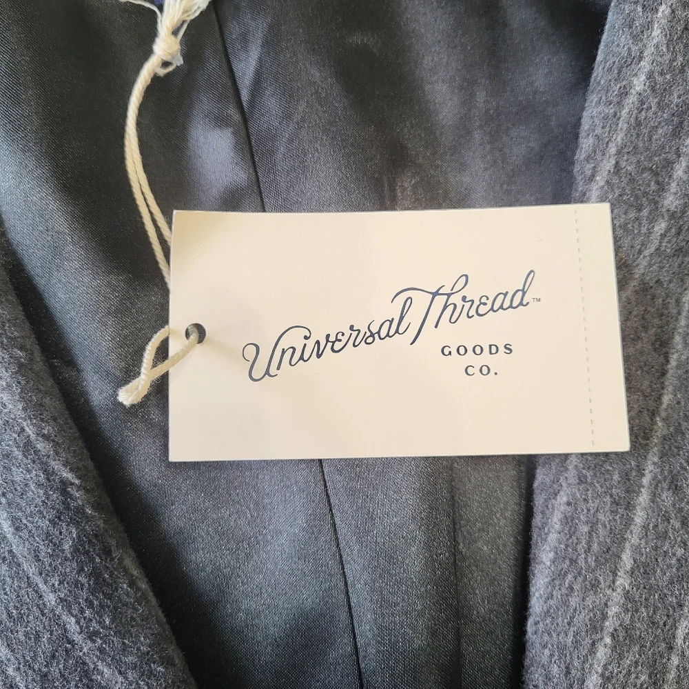 Universal Thread Women's Grey Pinstripe Relaxed Fit Wool-Like Blazer XL New